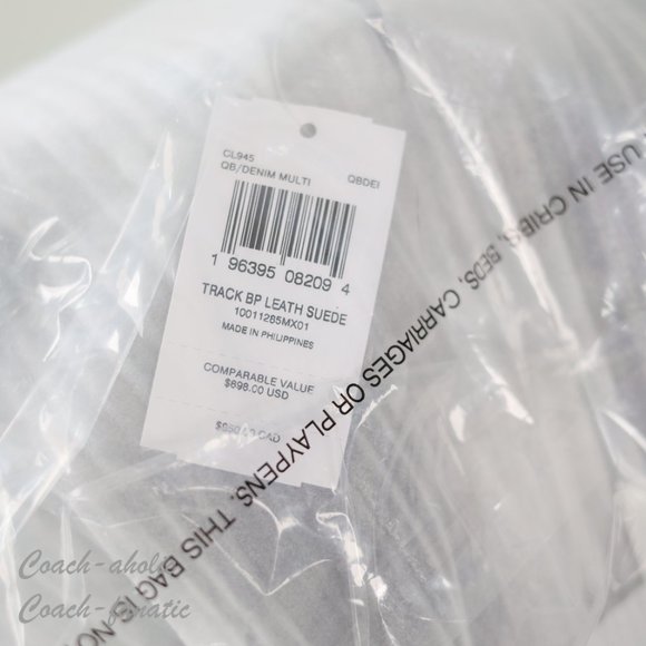 NWT Coach CL945 Track Backpack In Colorblock With Coach Stamp in Denim *SEALED* - Picture 8 of 9